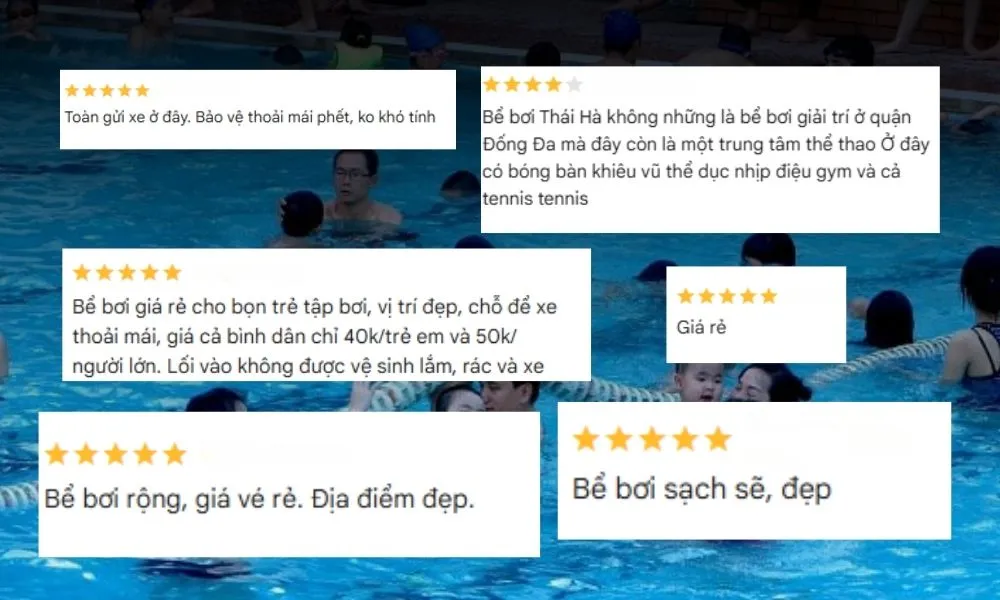 Tổng hợp một số bài đánh giá về bể bơi Thái Hà Đống Đa từ người dùng giúp khách hàng tham khảo ý kiến thực tế