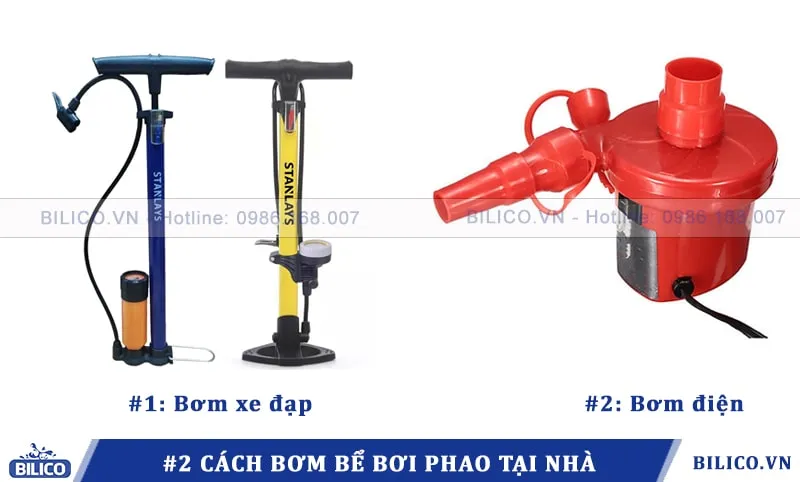 2 cách bơm hơi phao bơi trẻ em bằng bơm tay truyền thống và bơm điện mini chuyên dụng