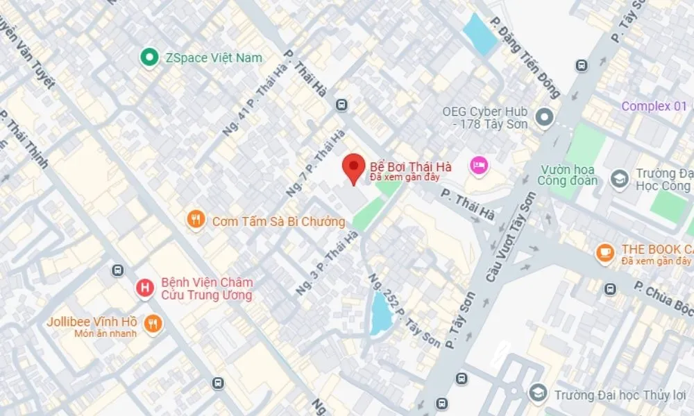 Địa chỉ bể bơi bốn mùa Thái Hà Đống Đa Hà Nội nằm ở vị trí trung tâm