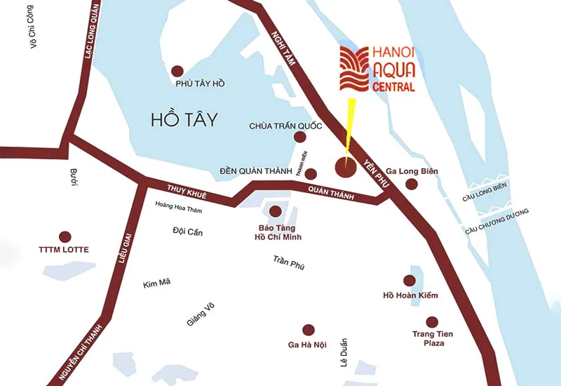 Bản đồ vị trí chiến lược của dự án Hanoi Aqua Central