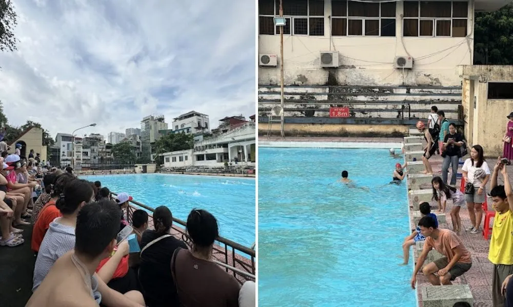Cha mẹ hoàn toàn yên tâm khi cho các bé học bơi tại khu vực riêng biệt tại bể bơi Thái Hà Đống Đa