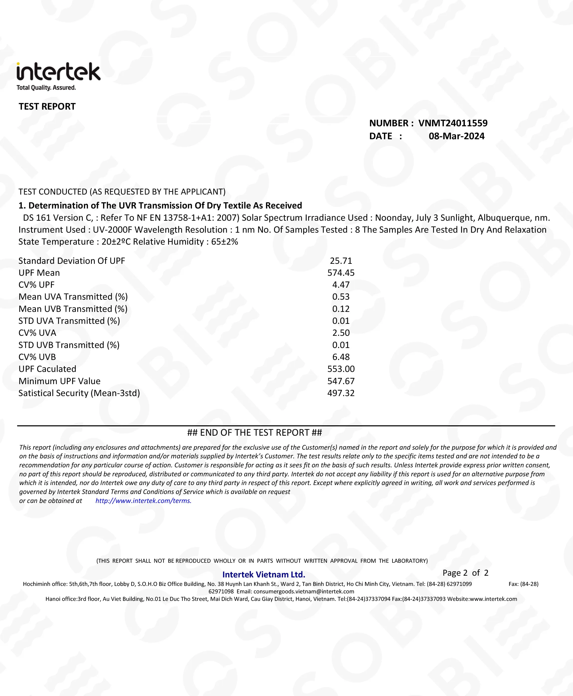 Intertek đảm bảo rằng chất lượng sản phẩm tuân thủ các quy định và tiêu chuẩn chống nắng