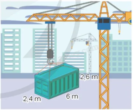 Tính thể tích của thùng hàng và diện tích toàn phần