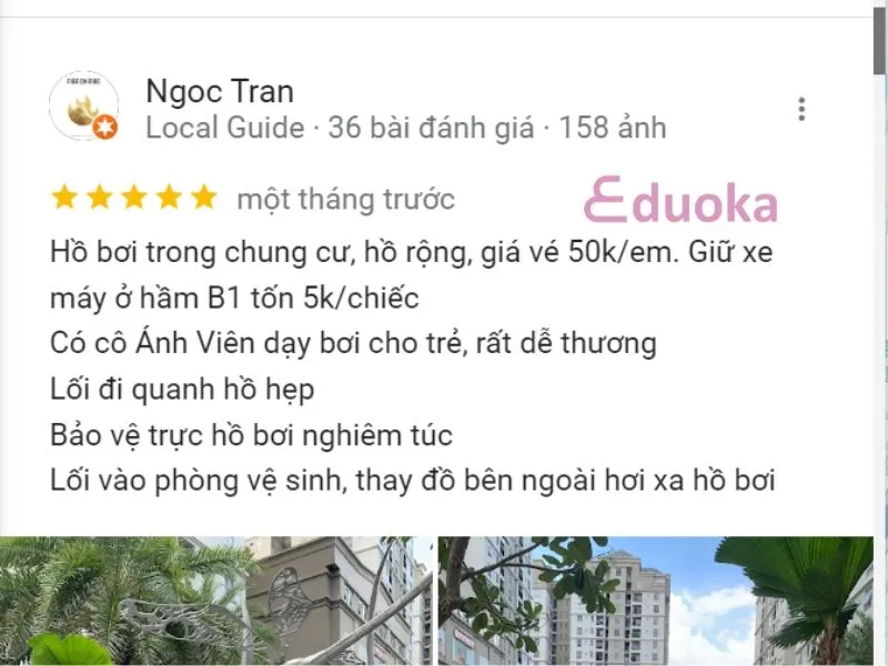 Đánh giá của khách hàng về Hồ Bơi Ánh Viên