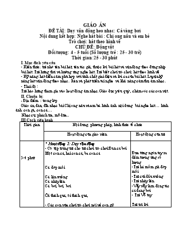 Giáo Án Âm Nhạc Cá Vàng Bơi Cho Trẻ Mầm Non 4 Đến 5 Tuổi 4 Giáo Án Âm Nhạc Cá Vàng Bơi Cho Trẻ Mầm Non 4 Đến 5 Tuổi