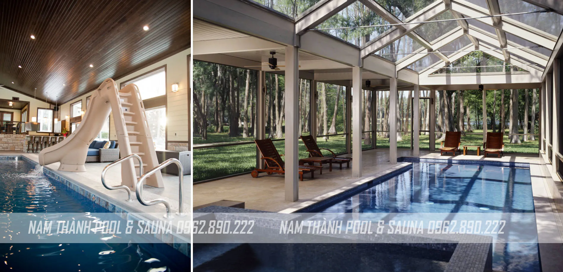 Tiện tích cầu trượt và mái che bể bơi