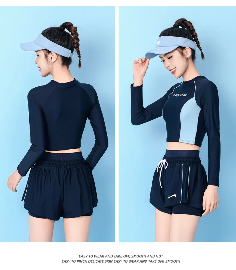 Chất liệu vải cao cấp của bộ quần áo bơi dài tay nữ mang lại cảm giác thoải mái