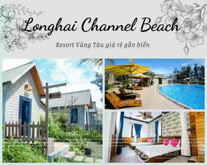 Bungalow gỗ tại Long Hải Channel resort Vũng tàu giá rẻ có hồ bơi