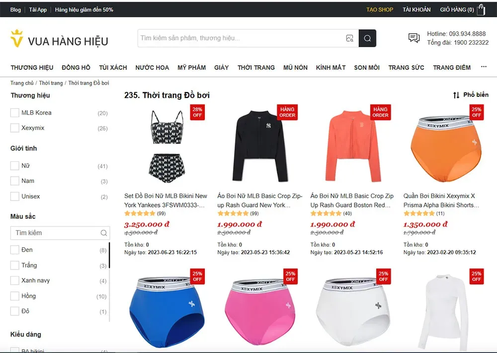 shop đồ bơi gần đây với các mẫu mã đa dạng tại cửa hàng