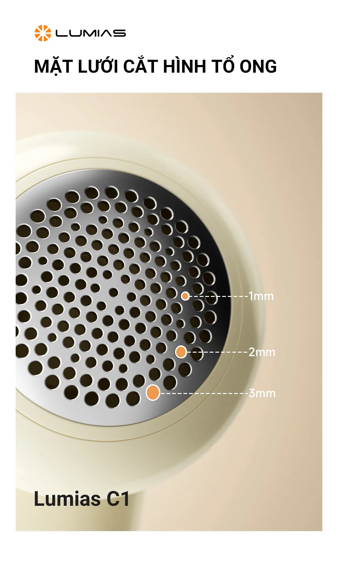 Lumias C1 có mặt lưới cắt hình tổ ong tiện lợi