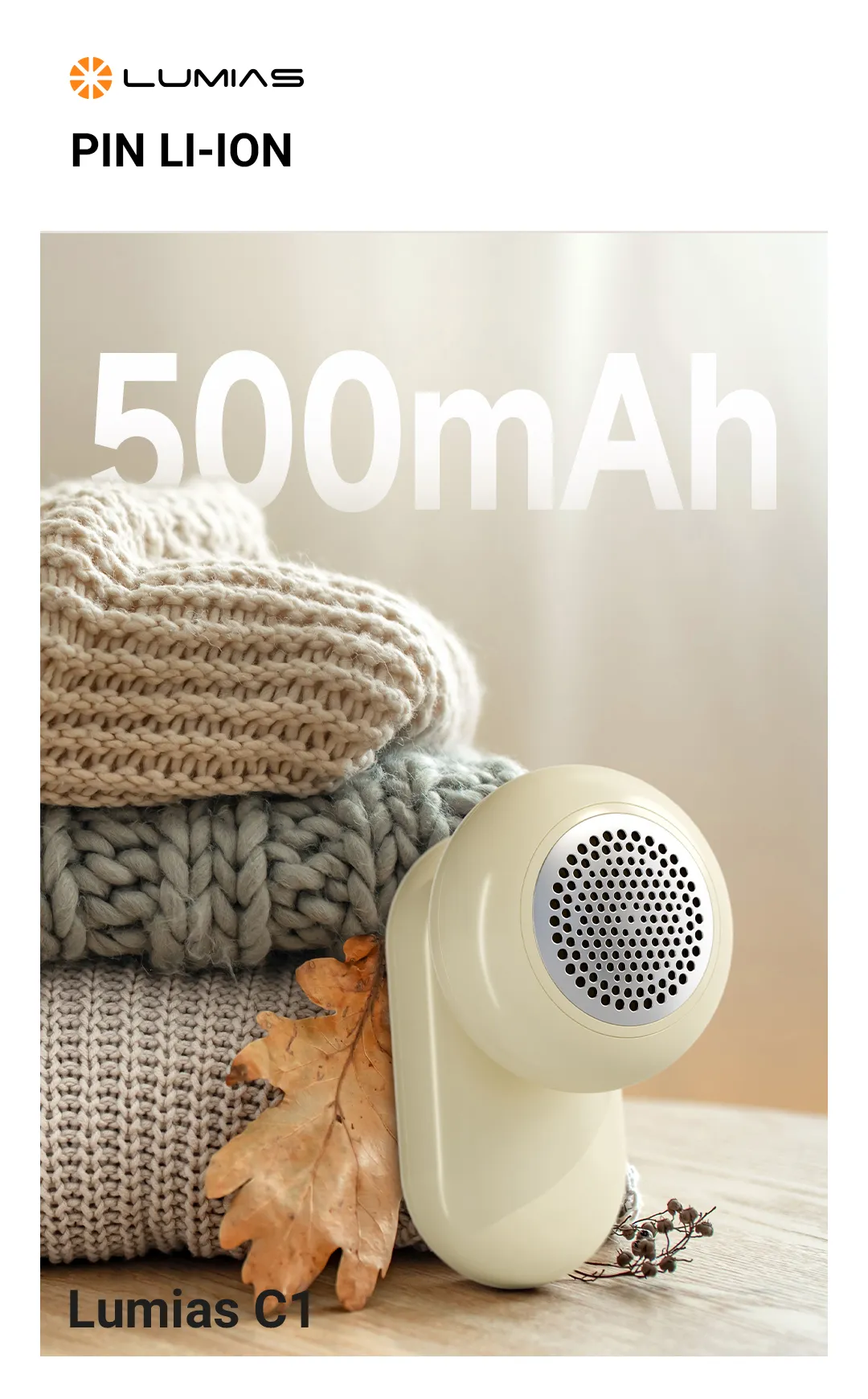 Máy cắt lông quần áo Lumias C1 sở hữu viên pin 500mAh