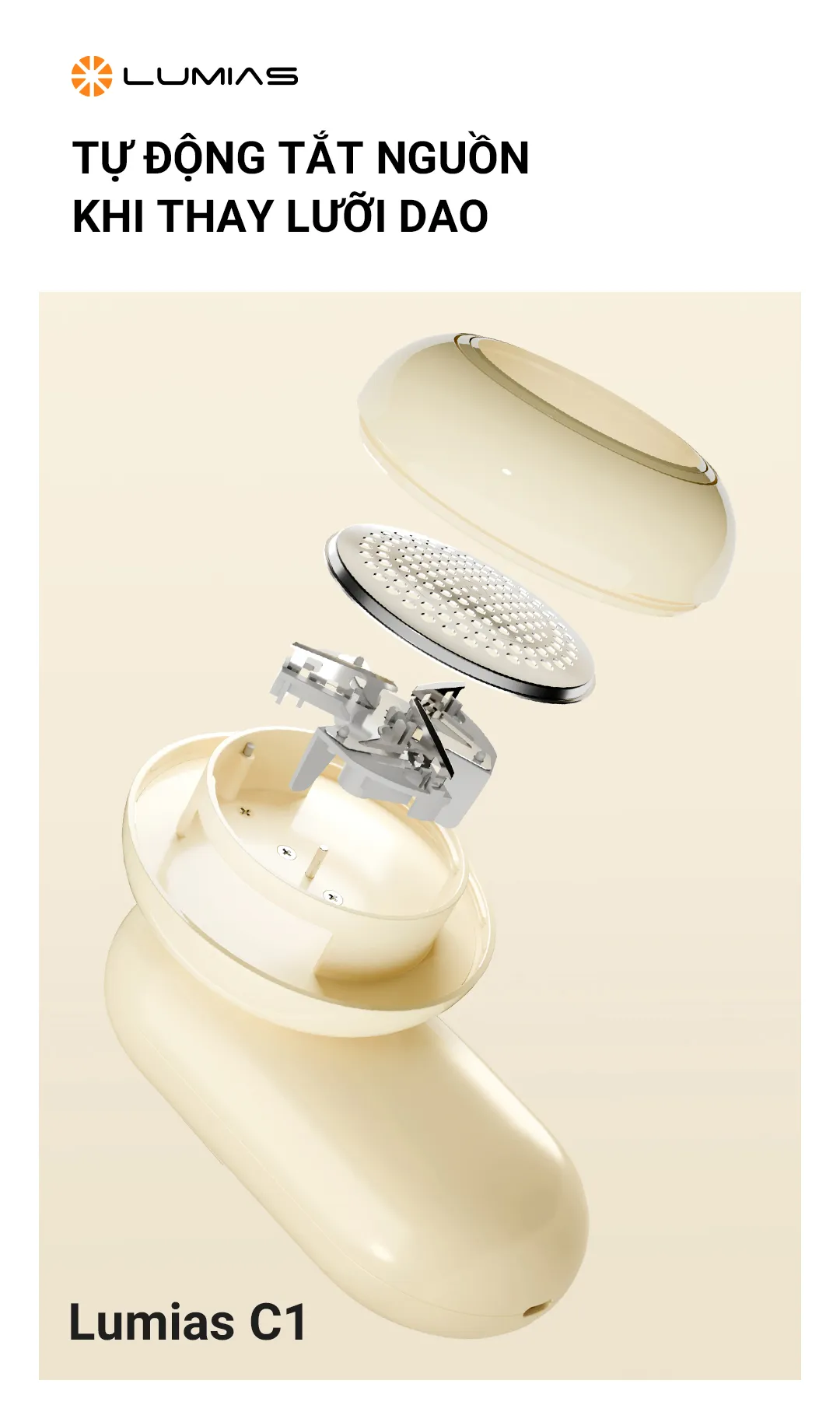 Máy cắt lông quần áo Lumias C1 tự động tắt nguồn khi thay lưỡi dao