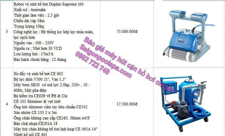 Chi tiết giá máy hút cặn