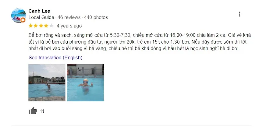 Bể bơi gây ấn tượng nhờ chất lượng dịch vụ tốt, phù hợp với nhiều đối tượng