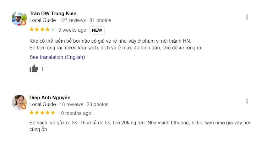 Bể bơi Kiến Hưng sở hữu không gian rộng rãi với mức giá hợp lý