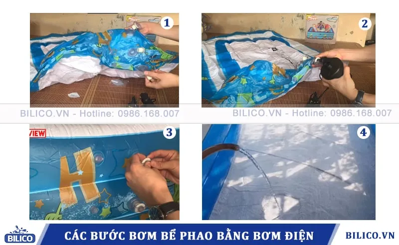 Quy trình bơm bể phao bằng máy bơm điện