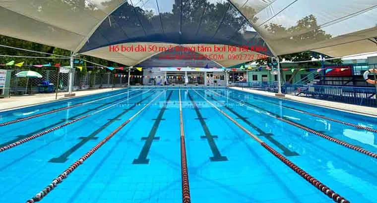 Hồ bơi dài 50m tại Trung tâm bơi lội Yết Kiêu