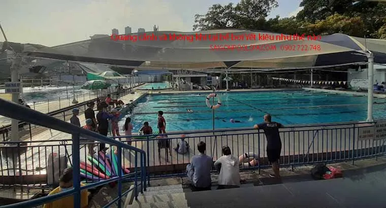Quang cảnh bơi lội tại bể bơi Yết Kiêu