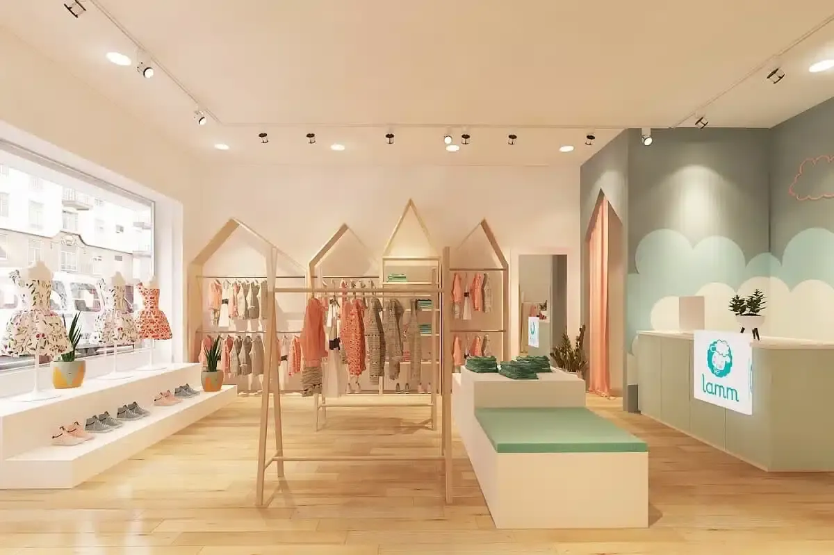 cách trang trí shop quần áo trẻ em