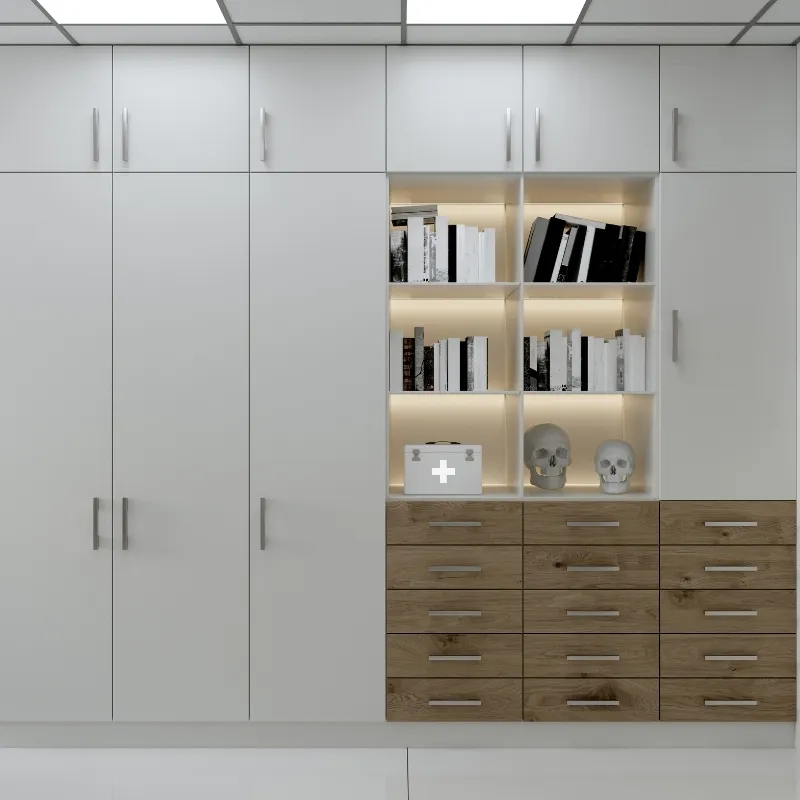 Tủ quần áo gỗ công nghiệp tích hợp kệ trang trí