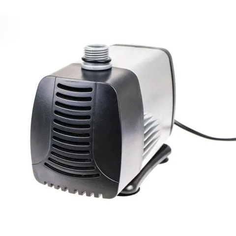 Máy bơm Atman màu đen, thiết kế hình trụ với đầu hút màu xanh