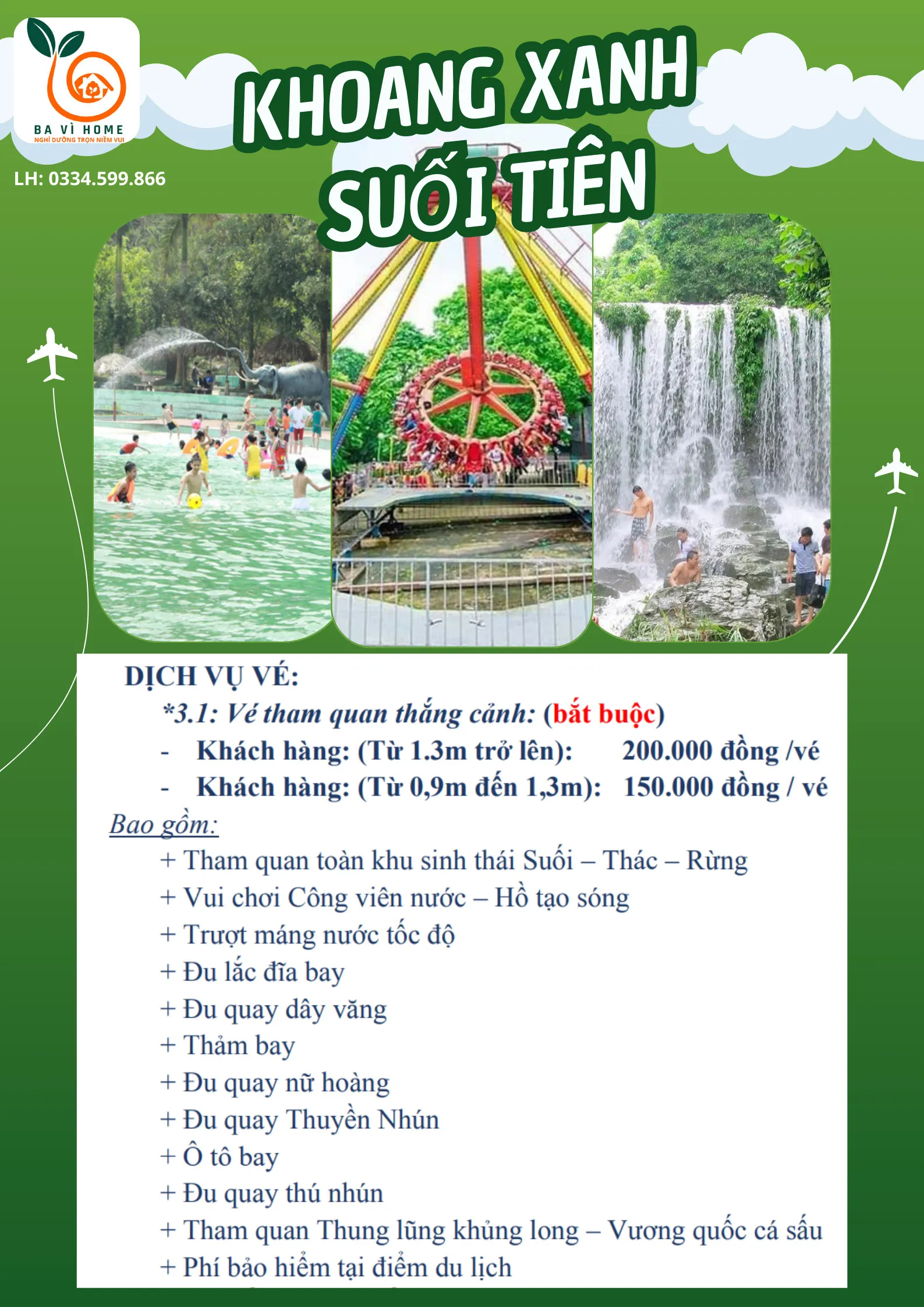 Bể tắm khoáng nóng với nước xanh trong và thác nước